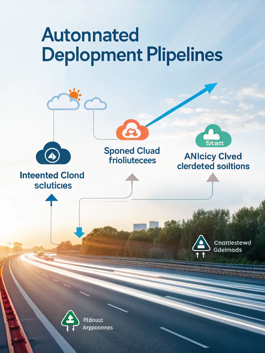 A dynamic graphic illustrating the automated deployment of infrastructure components in the cloud, showcasing the speed and efficiency of Infrastructure as Code.